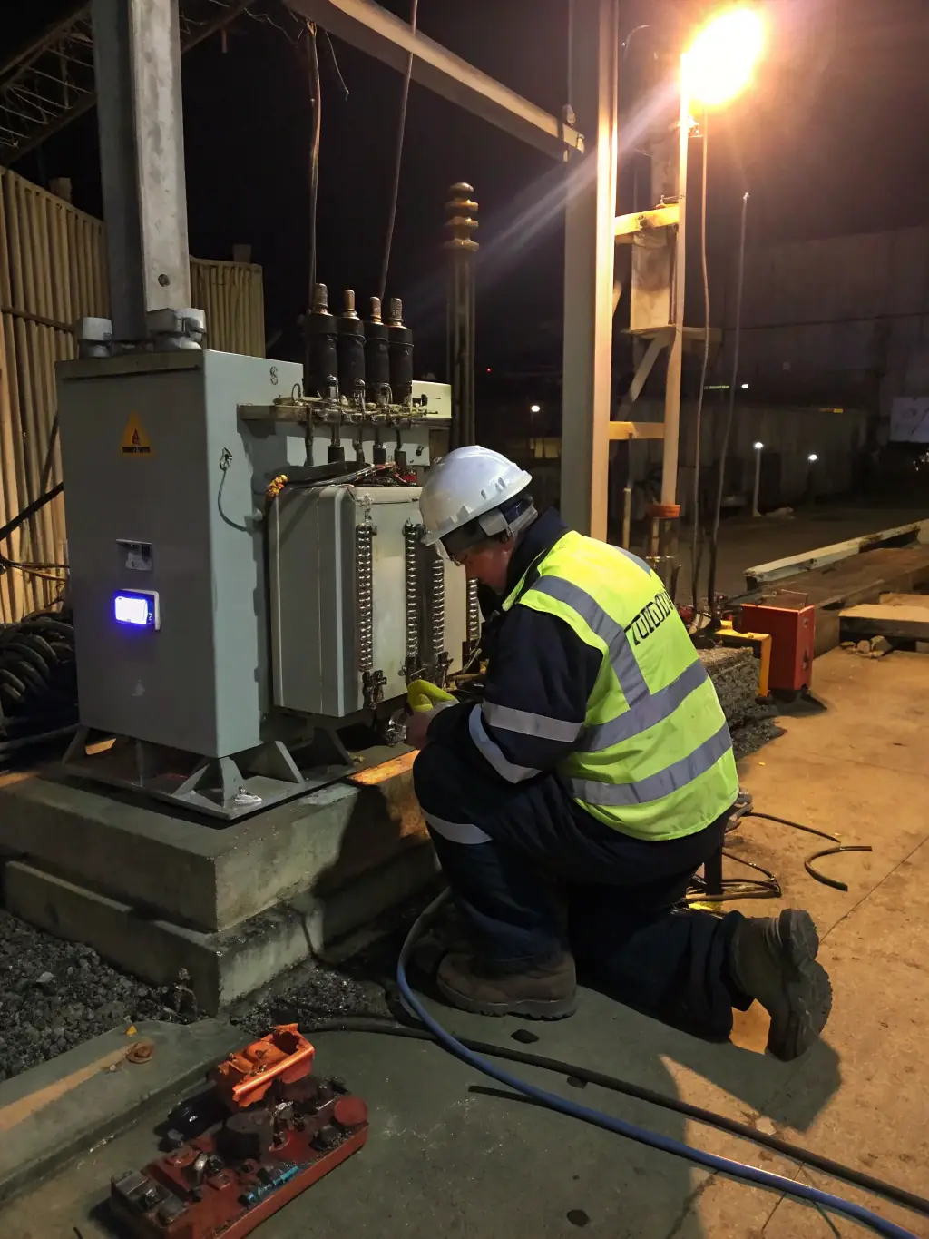 複雑な産業機械を現場で修理するフィールド・サービス・エンジニアが、業務継続のための迅速な対応と問題解決能力を実証。